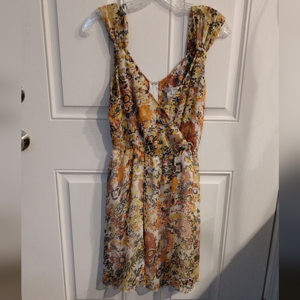 Costa Blanca Floral Dress Sunflower Summer Dress Size Browns Yellows Medium